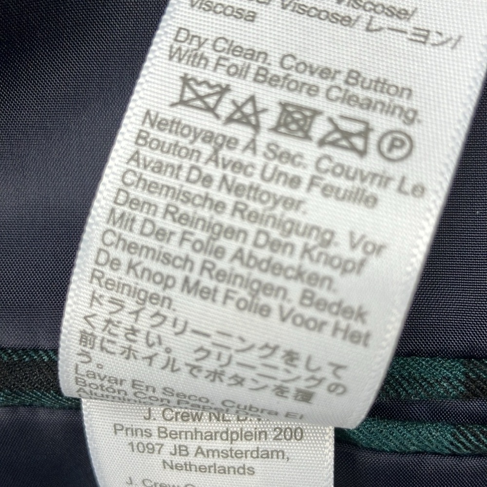J Crew Thompson University Blazer Wool Blue Green Plaid Men's 36 NWT - Picture 14 of 15